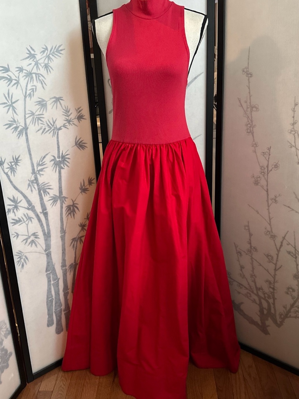 Reformation Bold Red High-Neck Maxi Dress w/Pockets